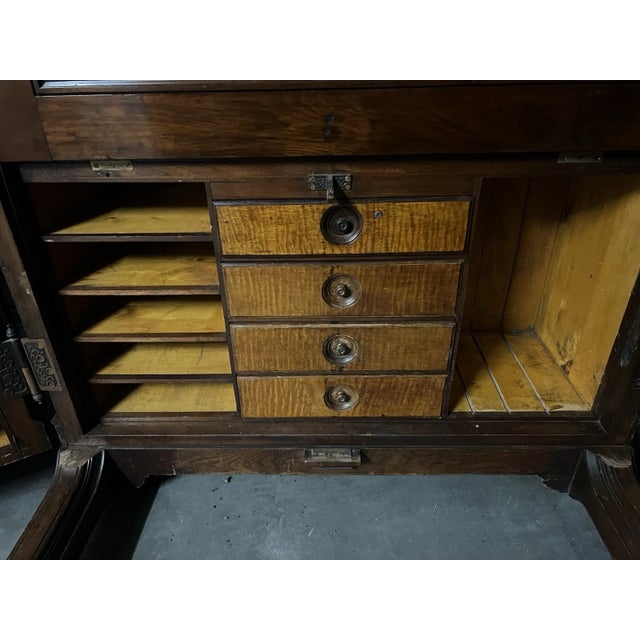 Antique 19th C. Wooton Desk Grade Burl Walnut Patent Pat For Sale - Image 14 of 18