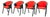 Black Lacquered Wood Chairs with Red Fabric Seats from Pozzi & Verga, 1970s, Set of 4 For Sale