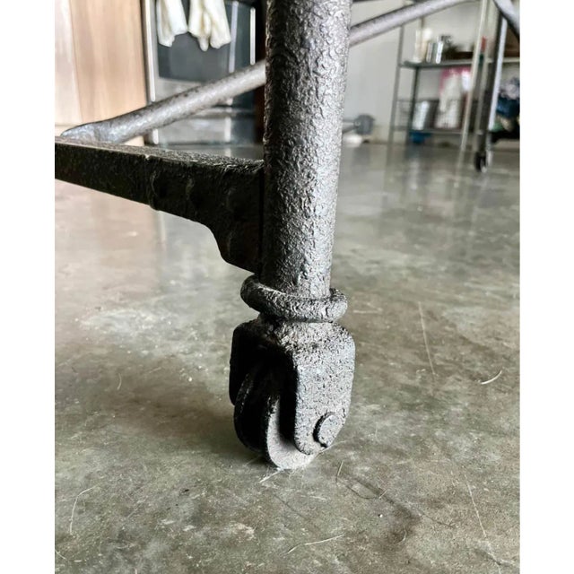 2010s Vintage Solid Wood and Cast Iron Table 92” Long Restoration Hardware For Sale - Image 5 of 5