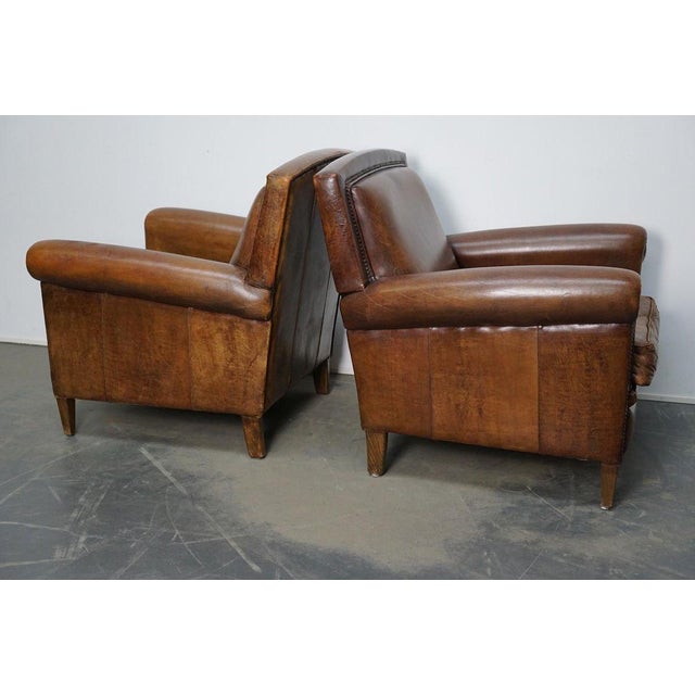 Vintage Dutch Cognac Leather Club Chairs, Set of 2 For Sale - Image 15 of 18