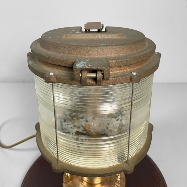 1950s Mid-Century Modern Italian Ships Lamp in Wood, Glass and Metal, 1950s For Sale - Image 5 of 18