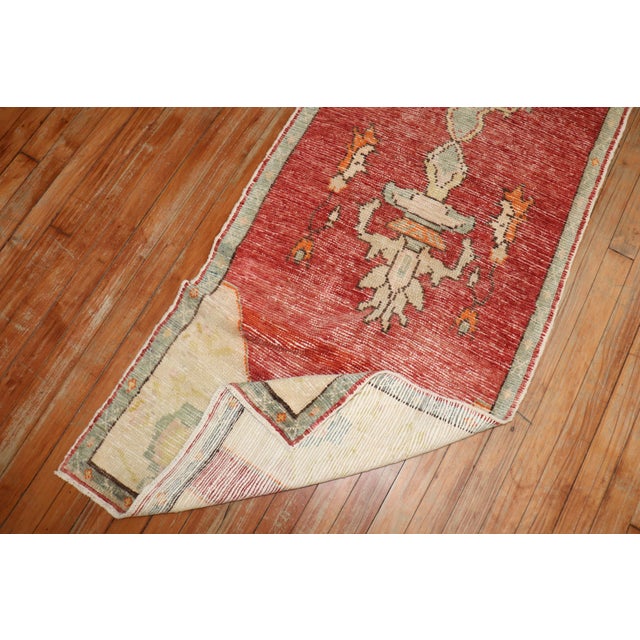 Early 20th Century Zabihi Collection Turkish Narrow Red Runner For Sale - Image 5 of 9