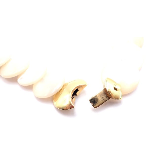 1980s Tiffany & Co. Angela Cummings Yellow Gold Mother of Pearl Malachite Inlaid Necklace For Sale - Image 12 of 15