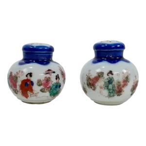 Vintage Porcelain Japanese Salt and Pepper Shakers, a Pair
