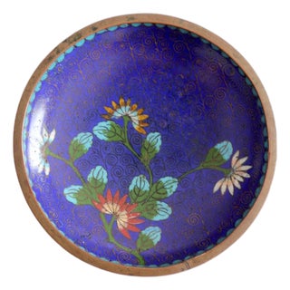 Vintage Chinese Cloisonné Enamel Floral Dish For Sale