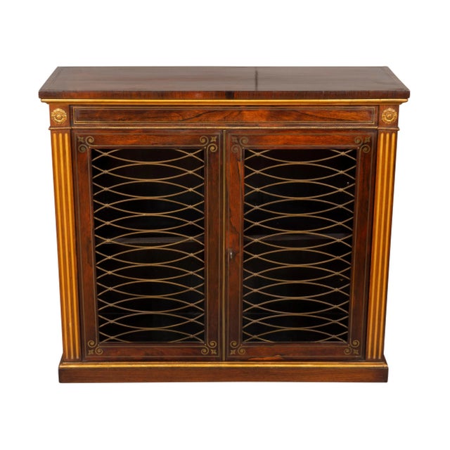 Regency Rosewood Brass Inlaid and Gilded Credenza For Sale - Image 12 of 13