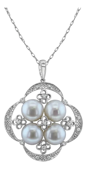 Freshwater Pearl & Pave Diamond Accented Necklace