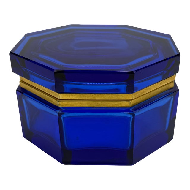 Murano or French Cobalt-Blue Octagonal Glass Casket, Ca. 1960–1980 For Sale