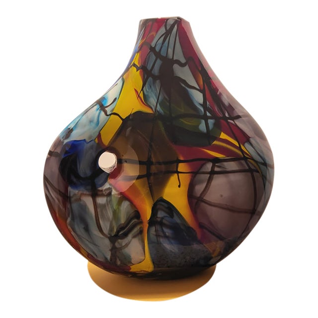 Murano Monumental 14" Signed v. Nason Art Glass Cubist Vase 9.5lb Picasso Homag For Sale