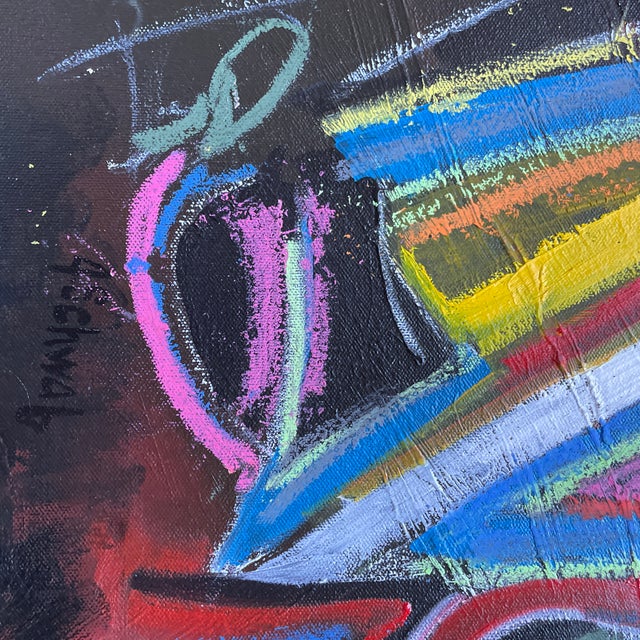 Abstract John Schwab Bucks County, Pa Abstract Expressionist Cubist Oil Painting Kandinsky Style For Sale - Image 3 of 4