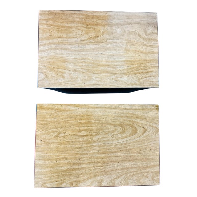 Vintage French Regency Louis XVI Style Mahogany and Brass Nightstands- Pair of Two For Sale - Image 4 of 10