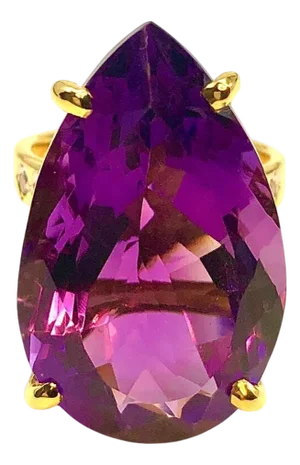 Bochic "Capri" Natural Pear Shape Amethyst & Diamond Set In 18K Gold & Silver