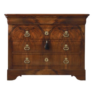19th C Walnut Burlwood Louis Philippe Commode For Sale