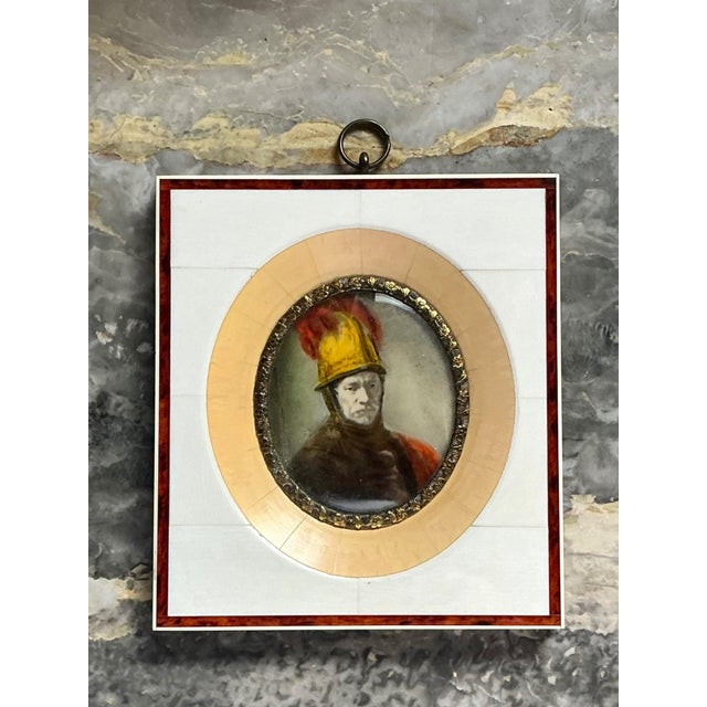 Vintage Hand-Painted Portrait Miniature For Sale - Image 10 of 17