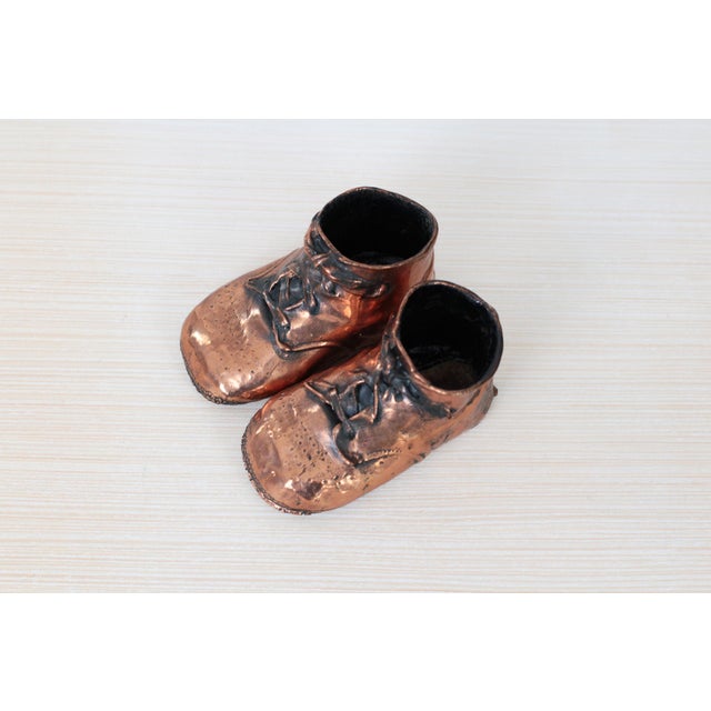 Mid-Century Copper Bronzed Baby Shoes, Vintage Nursery Decor For Sale - Image 9 of 18