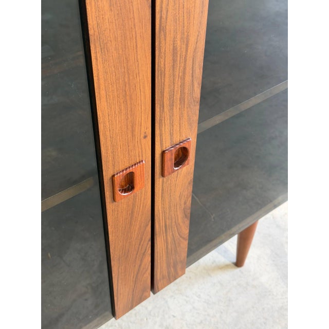 Rosewood Cabinet With Smoked Glass Doors and Built in Lamp Denmark 1960s For Sale - Image 9 of 10