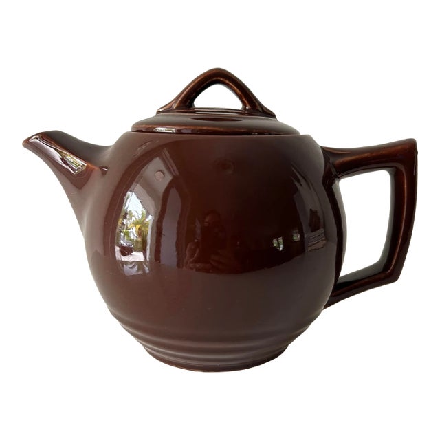 Mid-Century Brown Art Deco McCoy Tea Pot For Sale