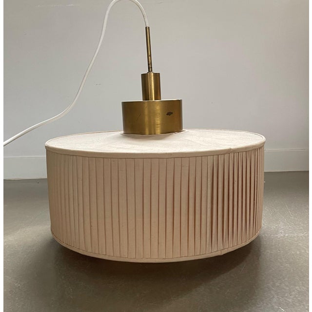 Mid-Century Modern Vintage Pendant Lamp with Pleated Shade, 1960s For Sale - Image 3 of 10