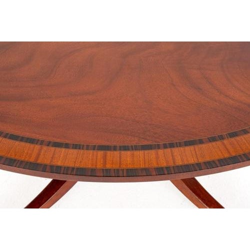 Mahogany Regency style coffee table. Circa 1920 This coffee table is raised upon elegant swept legs with brass box castors...