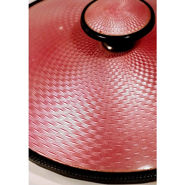 Silver 1930s English Sterling Enamel Guilloche Powder Jar For Sale - Image 8 of 9