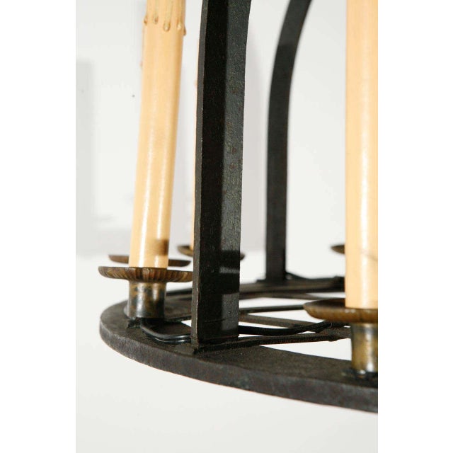 1930s French Iron & Brass Chandelier For Sale - Image 4 of 10