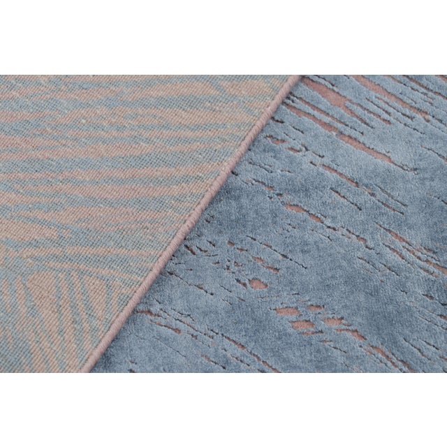 Textile Rug & Kilim's Contemporary Geometric Pink and Grey Wool-Silk Abstract Rug For Sale - Image 7 of 7