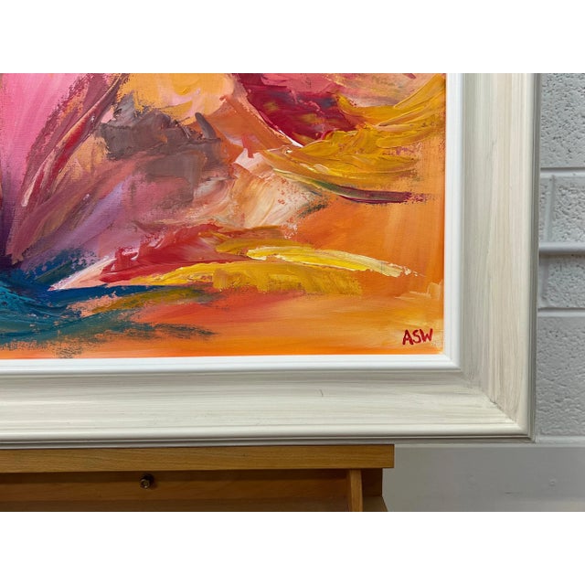 2020s Pink Orange Red & Turquoise Expressive Abstract Art on Canvas by Contemporary Artist For Sale - Image 5 of 12