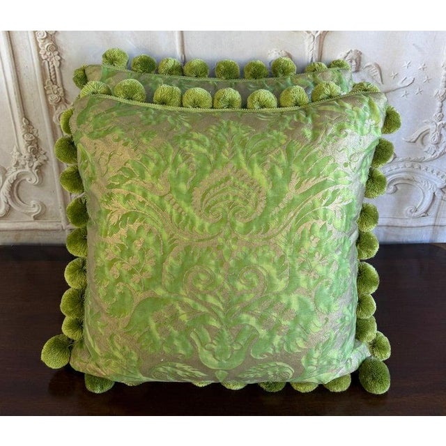 Pair of Custom Venetian Mariano Fortuny Damask Pillows For Sale - Image 11 of 12