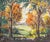A watercolor landscape painting by the American artist Bill Abell (1935-2026). This vibrant work depicts a view through...