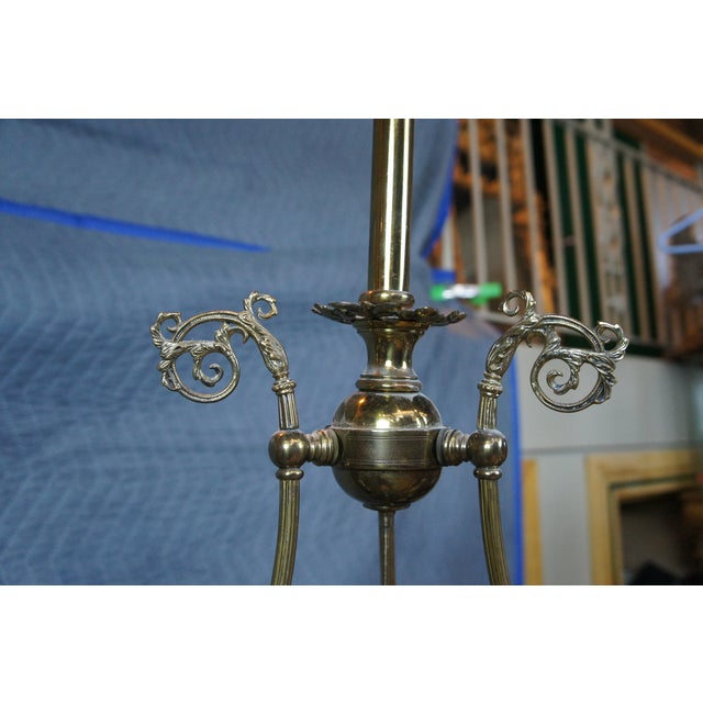 Antique Victorian Converted 4 Light Hurricane Candlestick Pendant Chandelier 36" For Sale - Image 16 of 16