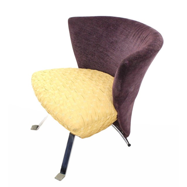Giorgio Saporiti Pair of Saporiti Italian Mid Century Modern Fan Back Two Tone Lounge Chairs MINT For Sale - Image 4 of 7