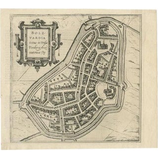 Antique Map of the City of Bolsward, 1598 For Sale