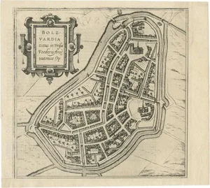 Antique Map of the City of Bolsward, 1598