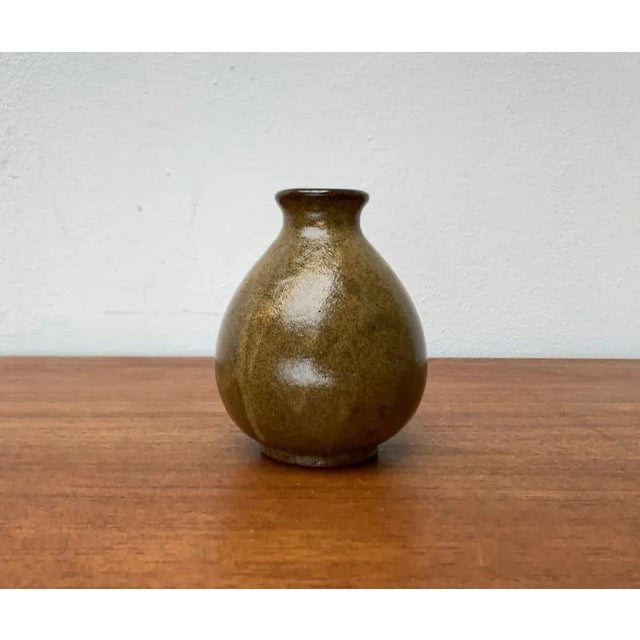 Mid-Century German Minimalist Studio Pottery Vase by Gudrun Friedrich, Rügen, in Very Good conditions. Designed 1960 to...