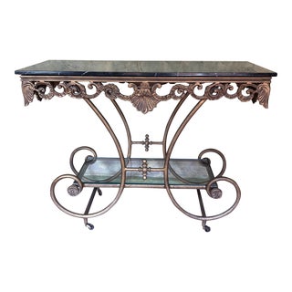 French Reproduction Marble Pastry Console Table For Sale