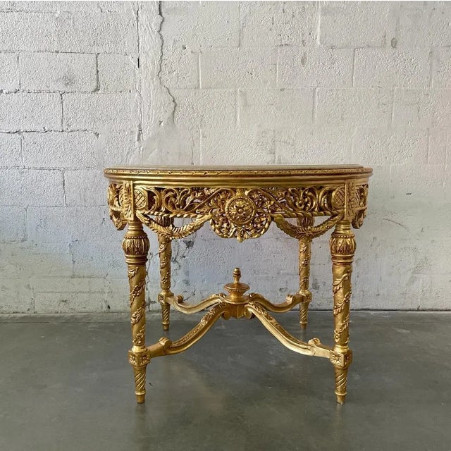 1960s French Baroque Beige Marble Round Coffee Table For Sale - Image 11 of 12