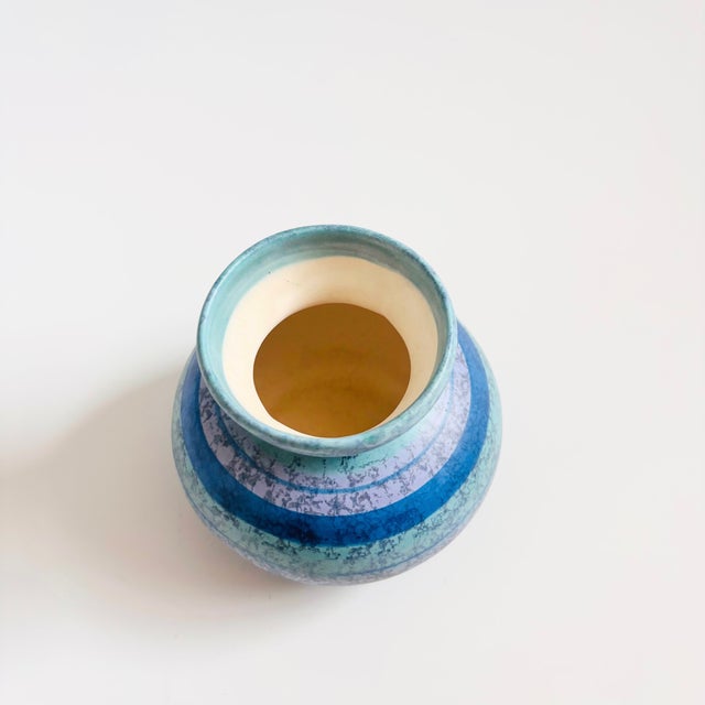 Blue and Purple Striped Pottery Vase For Sale - Image 4 of 5