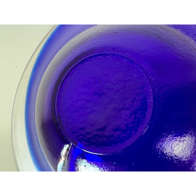 Glass Mats Jonasson Sweden Art Glass Blue Magic Bowl, Signed For Sale - Image 7 of 12