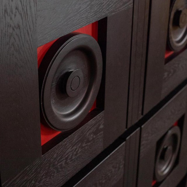 Brutalist Brutist Black Buffet attributed to De Coene, 1970s For Sale - Image 3 of 16