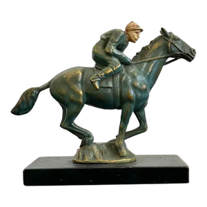 Vintage Mid 20th Century Equestrian Horse and Jockey Sculpture