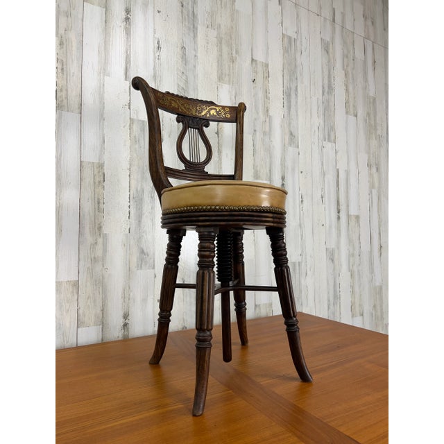 Traditional Antique Orchestra Chair With Lyre Back For Sale - Image 3 of 13