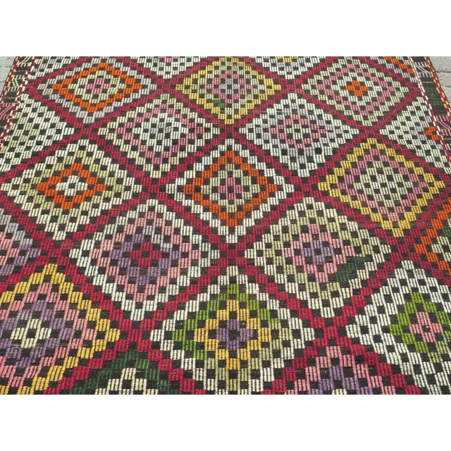 Textile Vintage Turkish Kilim Rug - 75" X 115" For Sale - Image 7 of 12