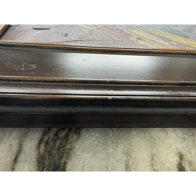 2018 Abstract Oil Portrait “The Helmet” by Jose Trujillo in Dark Wood Frame For Sale - Image 12 of 14