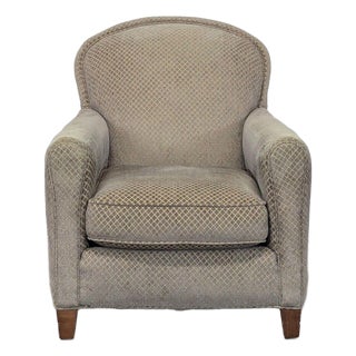 Crate & Barrel Classic Lounge Chair With Patterned Fabric For Sale