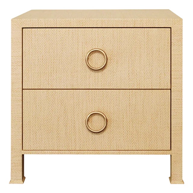 Matthew Izzo Home - Edelman Natural Grasscloth Two Drawer Side Table For Sale