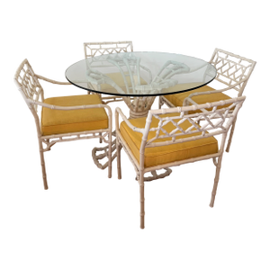 Vintage Kessler Outdoor Faux Bamboo Aluminum Table and Chairs Set