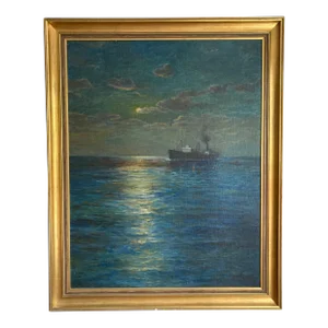 Mid-20th Century Impressionist Maritime Oil Painting by Alfred F. Gerstmayr, Framed