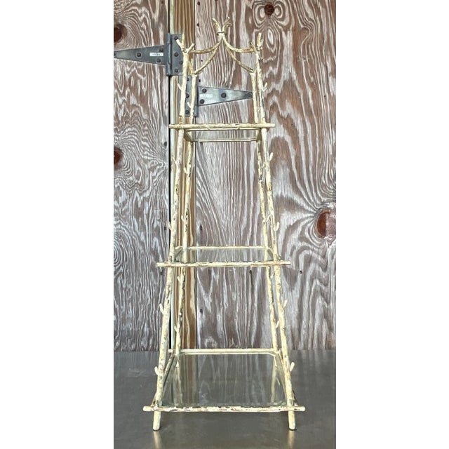 Coastal Late 20th Century Vintage Coastal Faux Bois Table Top Etagere For Sale - Image 3 of 6