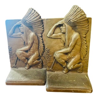 Bronze Native American Bookends - a Pair For Sale