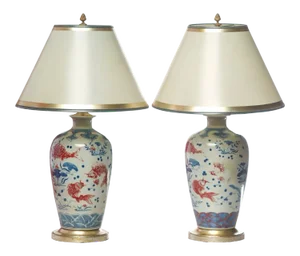 20th C. Chinese Porcelain Vases Converted to Lamps - a Pair